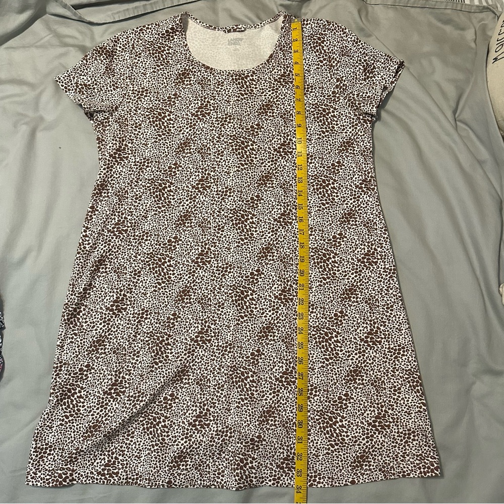 Lands’ End Women’s Large Cotton Animal Print Nightgown Short Sleeve - Picture 8 of 9